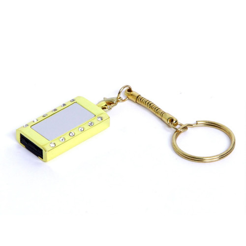 USB-флешка на 16 Гб в виде Кулона с кристаллами, мини чип, золотой