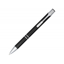Кнопочная шариковая ручка Moneta из анодированного алюминия, синие чернила, черный