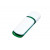 Флешка промо прямоугольной классической формы с цветными вставками, 8 Гб, белый/зеленый
