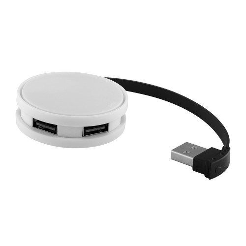 USB Hub Round, на 4 порта, белый/черный