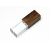 USB-флешка на 32 Гб прямоугольной формы, под гравировку 3D логотипа, материал стекло, с деревянным колпачком красного цвета, белый