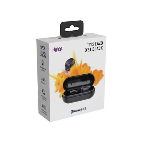 Наушники HIPER TWS Lazo X31 Black (HTW-LX31) Bluetooth 5.1 гарнитура, Черный