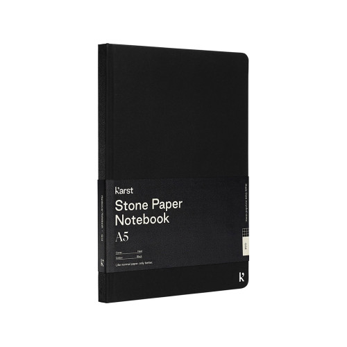Блокнот из каменной бумаги Karst® формата A5 в твердом переплете, квадратный, черный