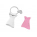 Брелок со сменными декоративными насадками в виде платьев и сумочки, розовый/белый/серебристый