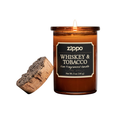 Ароматизированная свеча ZIPPO Whiskey & Tobacco, воск/хлопок/кора древесины/стекло, 70x100 мм