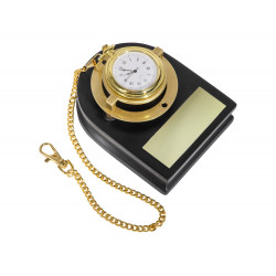 Часы Магистр с цепочкой на деревянной подставке, золотистый/черный