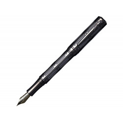 Ручка перьевая Pierre Cardin THE ONE с колпачком на резьбе, черненая сталь/темно-серый